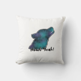 Almofada Uivar Sim! Silhueta de Lobo da Galáxia Espacial
