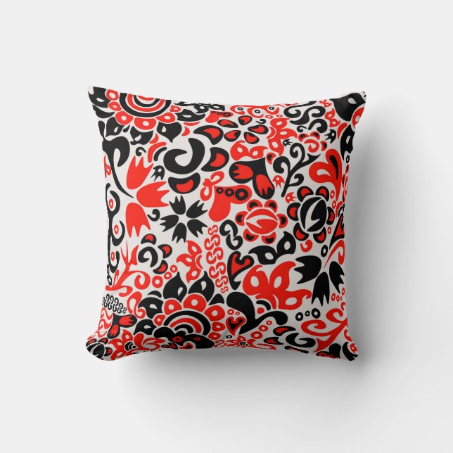 Almofada Ukrainian ethnic folk art floral pattern absrtact  (Frente)