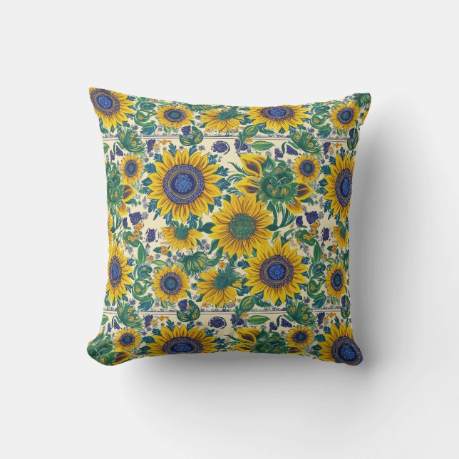 Almofada Ukrainian folk art pattern. Throw Pillow (Frente)
