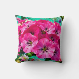 Almofada Um aglomerado de flores cor-de-rosa