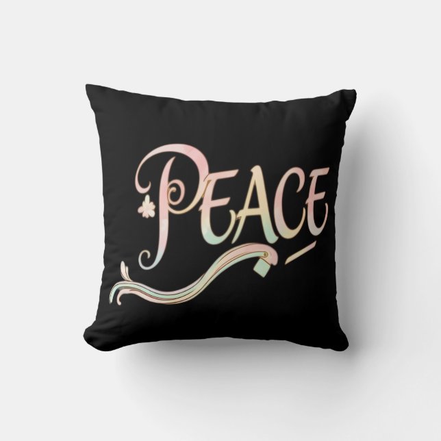 Almofada Um belo e fluído script da palavra "Paz" fe (Frente)