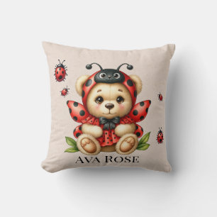 Almofada Um Belo Urso De Teddy Vestido Como Um Ladybug