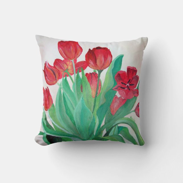 Almofada Um Buquê de Tulipas Vermelhas (Frente)