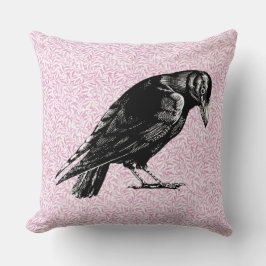 Almofada Um Corvo ou Corvo de Halloween Rosa e Preto