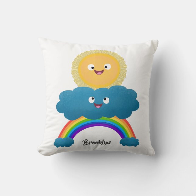 Almofada Um desenho animado da nuvem-arco-íris, uma nuvem d (Frente)