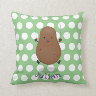 Almofada Um desenho animado de corda de batata feliz