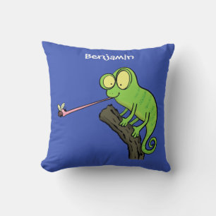 Almofada Um desenho animado de lagarto de camaleão verde e