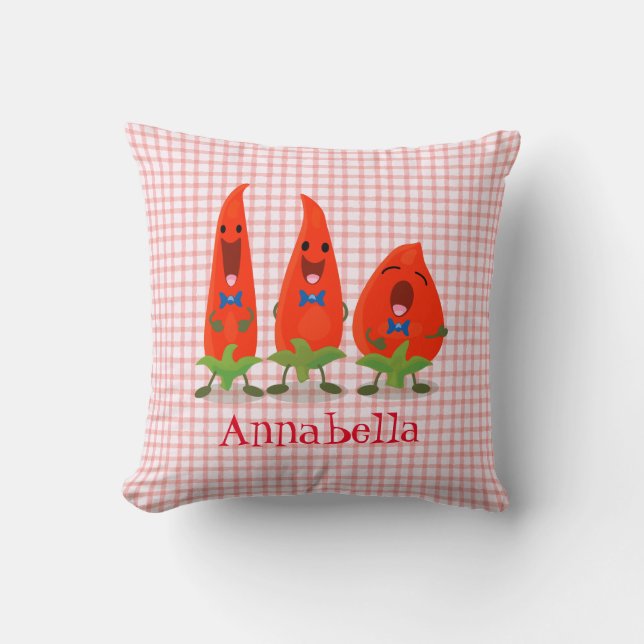 Almofada Um desenho animado de pimentões cantando pimentões (Frente)