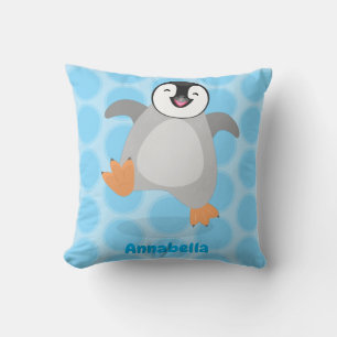 Almofada Um desenho animado de pintinho de pinguim feliz e