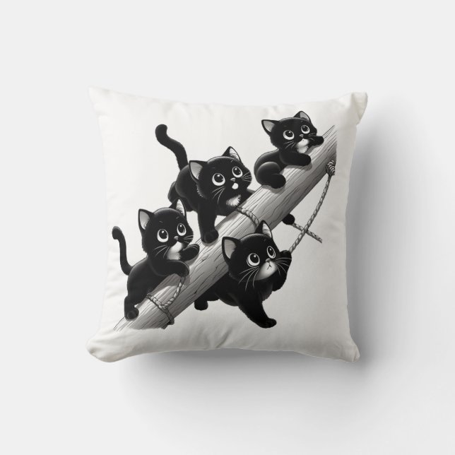 Almofada Um design bonito e fofo para gatos pretos pequenos (Frente)