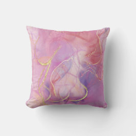 Almofada Um fim de mármore rosa e branco com Dourado escova