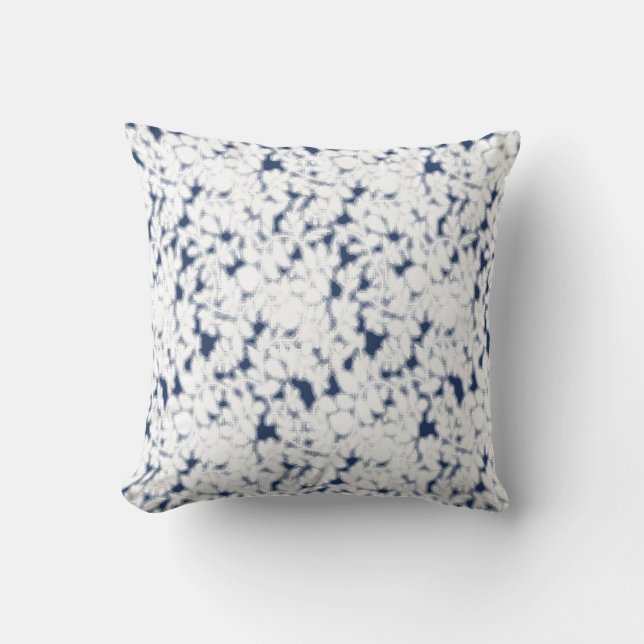 Almofada um fundo branco e azul com um padrão (Frente)