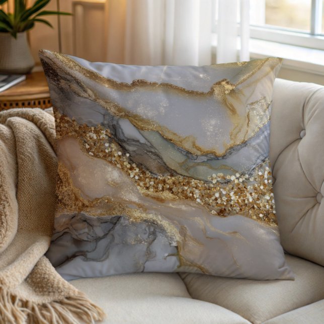 Almofada Um fundo de mármore branco e dourado luxuoso (Criador carregado)