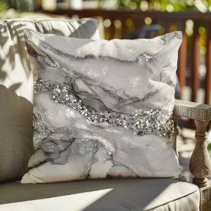 Almofada Um fundo de mármore branco e prata luxuoso