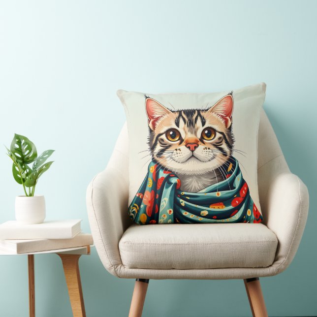 Almofada um gato num cobertor (Cadeira)