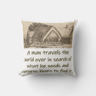 Almofada Um Homem Viagem O Mundo Por Toda - Citação Domésti