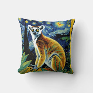 Almofada Um Lemur na Noite Estrelada