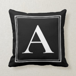 Almofada Um Modelo de monograma branco preto
