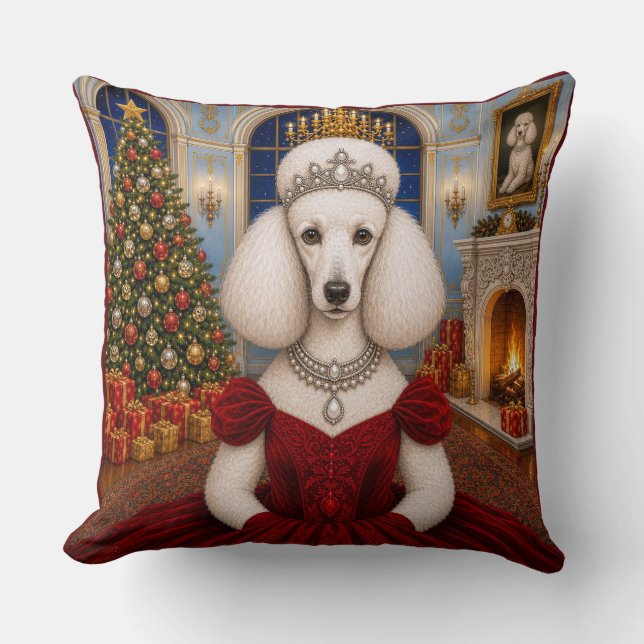 Almofada Um Natal de Poodle Feriado  (Frente)