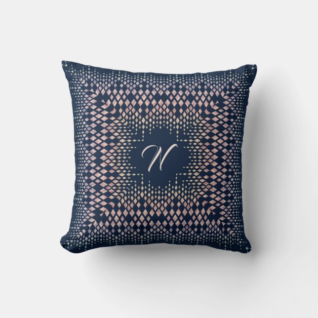 Almofada Um ornamento oriental azul. (Frente)