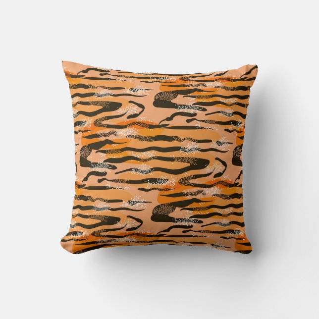 Almofada Um padrão de tigre perfeito, cor de pêssego (Frente)