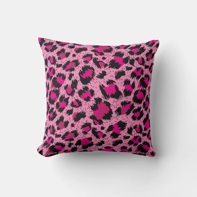 Almofada Um padrão-leopardo cor-de-rosa de luxo sem costura (Frente)