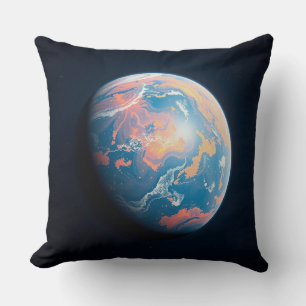 Almofada Um Planeta Laranja e Azul