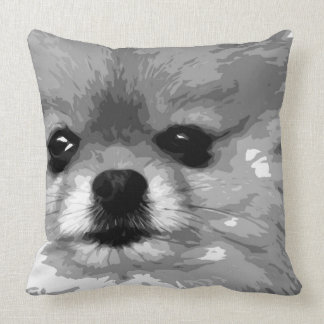 Almofada Um Pomeranian preto e branco