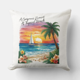 Almofada Um pôr do sol deslumbrante na praia tropical, féri