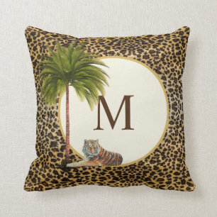 Almofada Um tigre sobre um padrão-leopardo Monograma