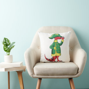 Almofada Um Tiranossauro De Cartoon Vestido Como Napoleão.