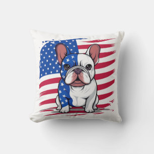 Almofada Um tutor francês com bandeira americana