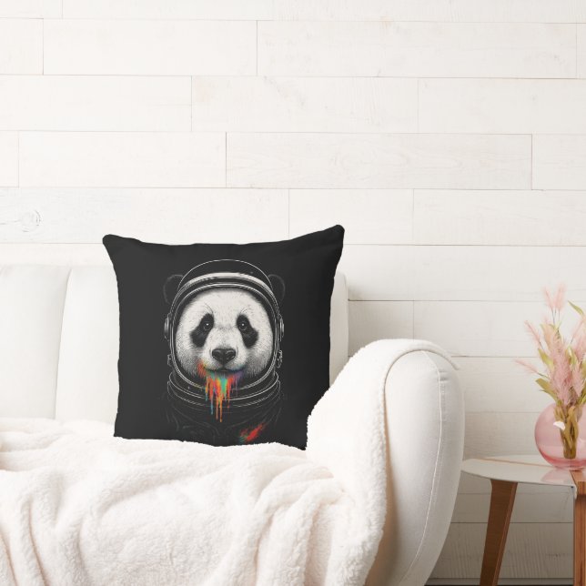 Almofada Um urso panda preto e branco vestindo um traje esp (Sofá)