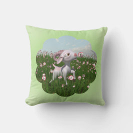 Almofada Uma cabra cheira as flores