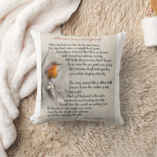 Almofada Uma Canção de Robin ao Amanhecer - Poema de N. Wat