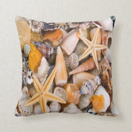 Almofada Uma coleção bonita dos Seashells em um coxim