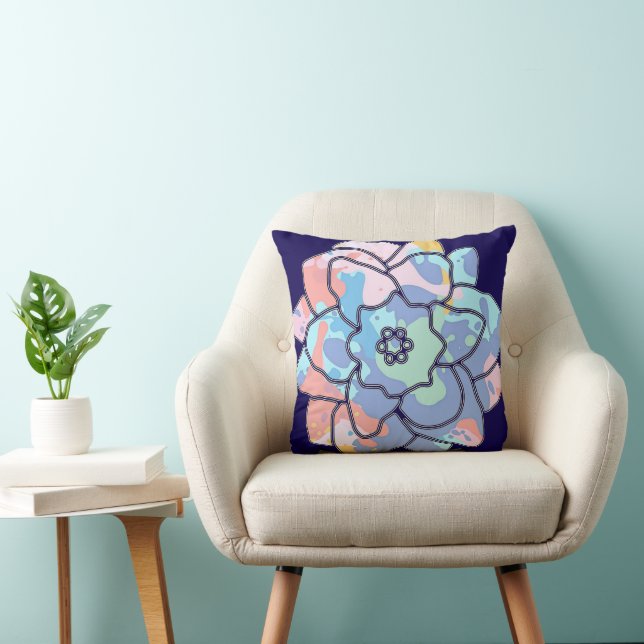 Almofada Uma flor feita de manchas de tinta (Cadeira)