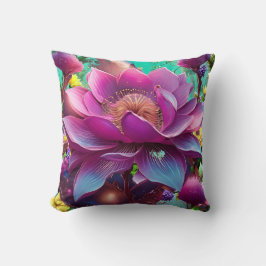 Almofada Uma flor vibrante rosa e roxa