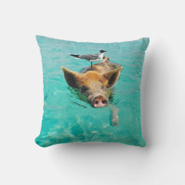 Almofada Uma gaivota de mar e um porco