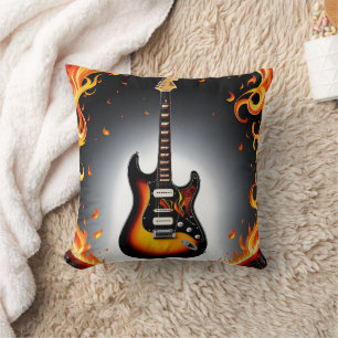 Almofada Uma guitarra feroz brilhando em holofote