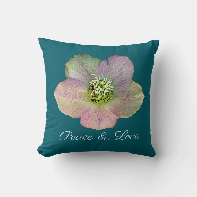 Almofada Uma Hellebore, uma Rosa da Quaresma (Frente)