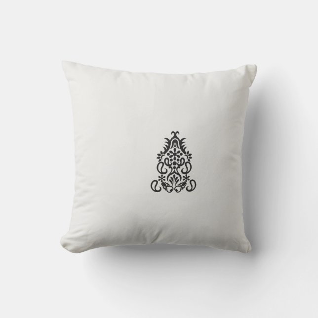 Almofada uma imagem em preto e branco de um design ornament (Frente)