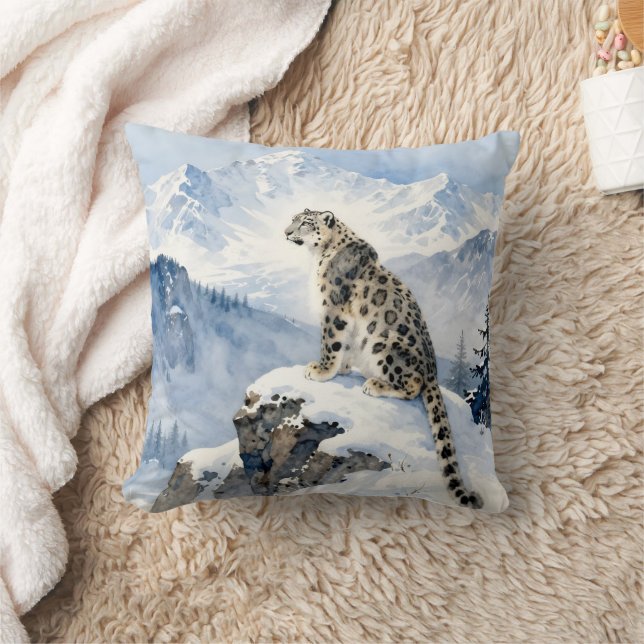 Almofada Uma Leopardo-da-Nevada no Pico Nevado (Cobertor)