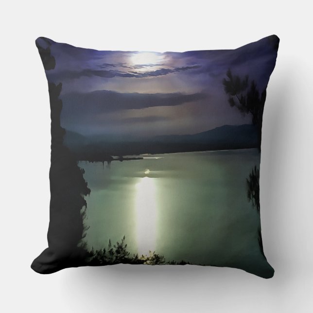 Almofada Uma Lua Cheia Que Reflete A Arte Náutica Do Egeu (Frente)