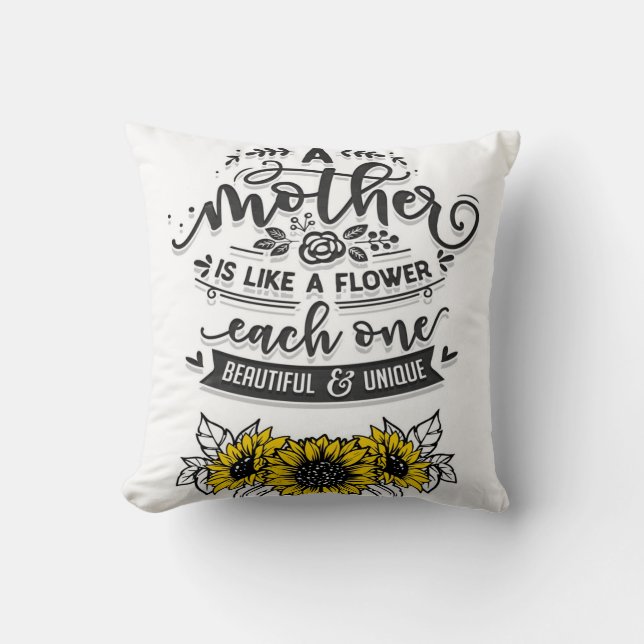 Almofada Uma mãe é como uma flor, um presente de Dia de as  (Frente)