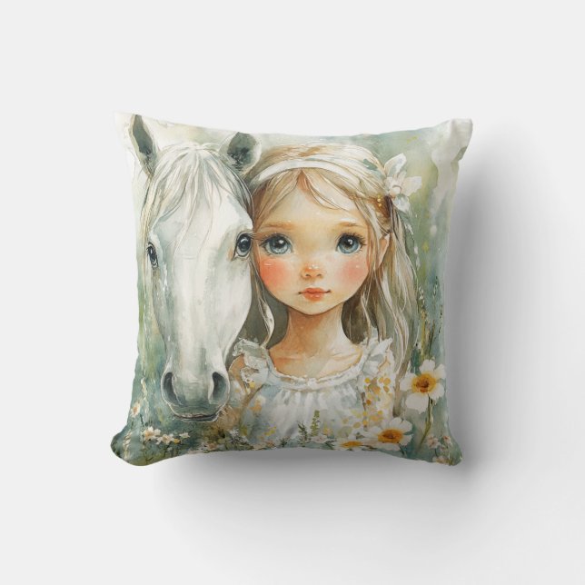 Almofada Uma Menina com um Cavalo (Frente)
