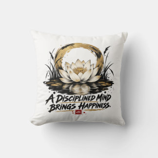 Almofada Uma Mente Disciplinada Traz Felicidade Lótus Throw