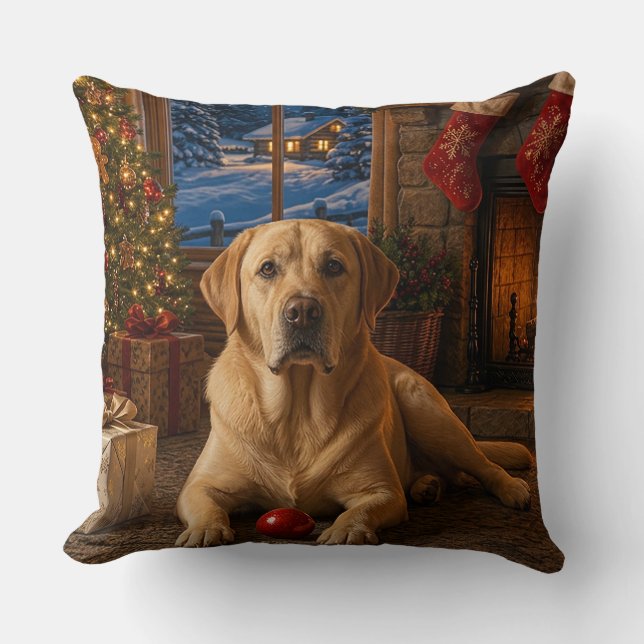 Almofada Uma Nova Bola Vermelha, Festa do Labrador Retrieve (Frente)