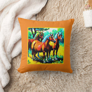 Almofada Uma Peça De Arte De Cavalo Brilhante E Alegre. Com