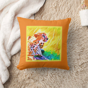 Almofada Uma poderosa Pintura De Animais Cheetah. Compre ag